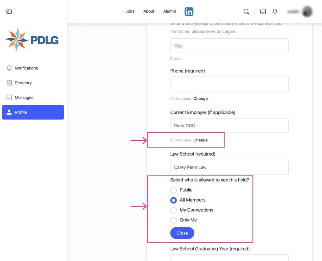 Screenshot: Who can see my info?